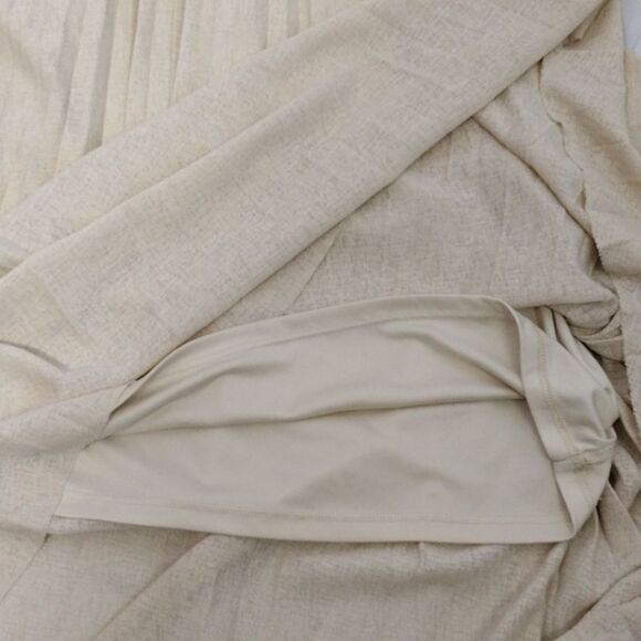 Mango Heathered Cream Color Pleated Sleeveless Midi Dress LARGE - Picture 16 of 17